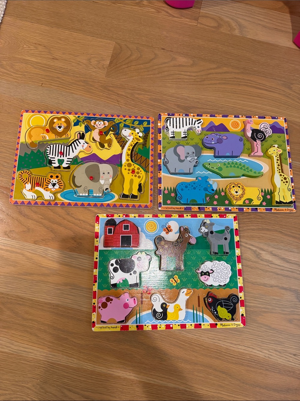 Melissa & Doug Farm and Safari Wooden Animal Puzzle Set - Colorful
